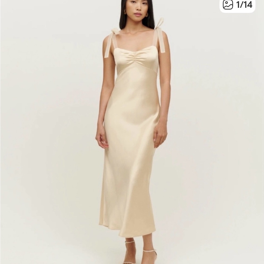 Reformation Alene Silk Dress in Ivory Size 6